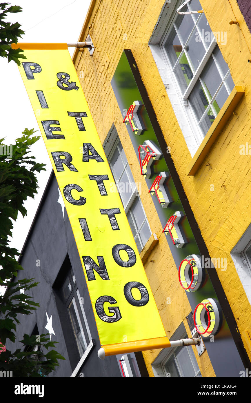 Tattoo & body piercing on Camden High Street, Camden Town, London