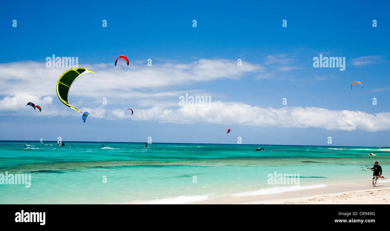 Flag Beach Windsurf & Kitesurfing, Fuerteventura, Canary Islands, Spain  Stock Photo - Alamy
