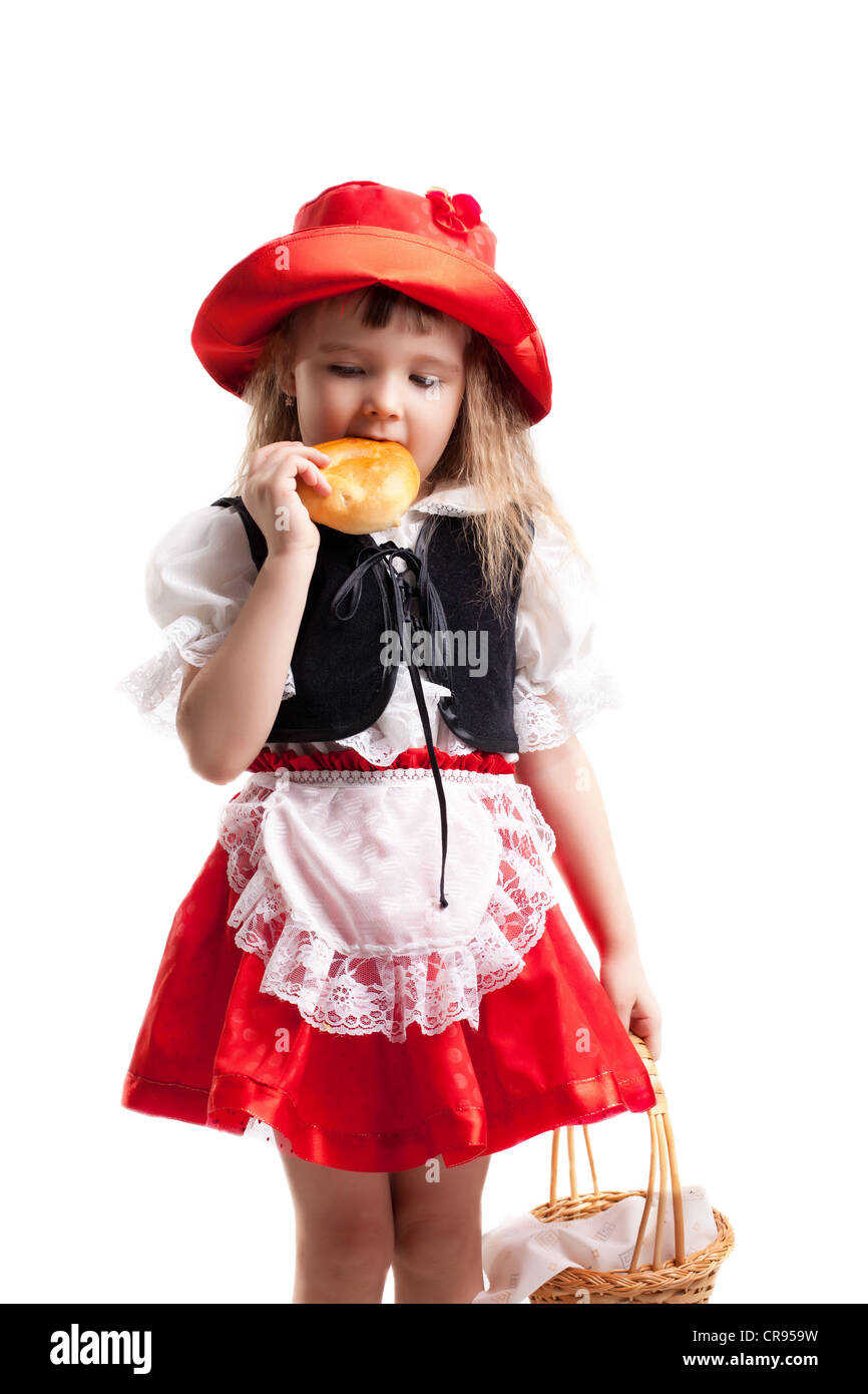 Little girl in carnival costumes. Isolated on white Stock Photo - Alamy