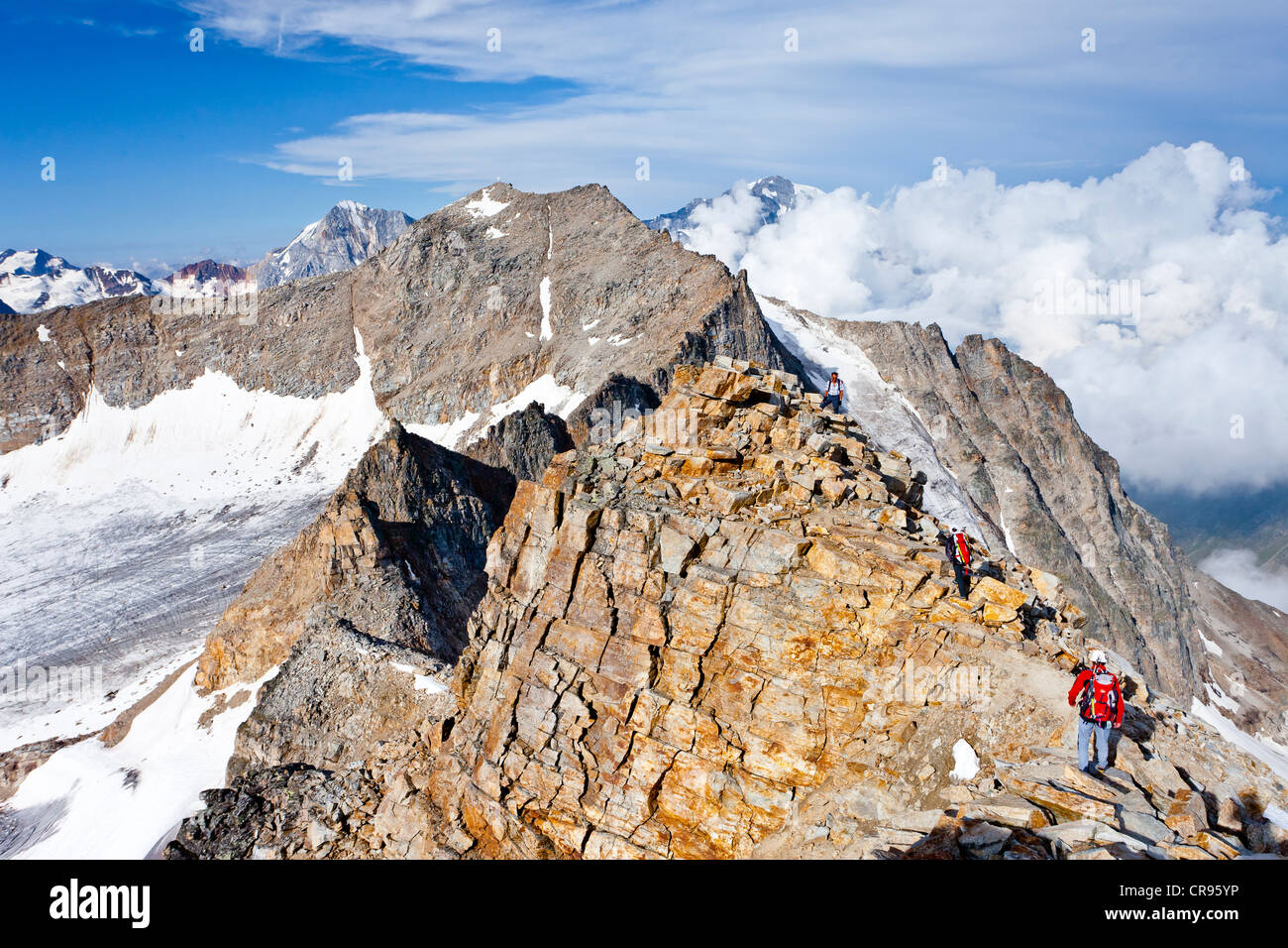 Descending From Hohe Angelus Mountain Ortler Mountain Koenigspitze Stock Photo Alamy