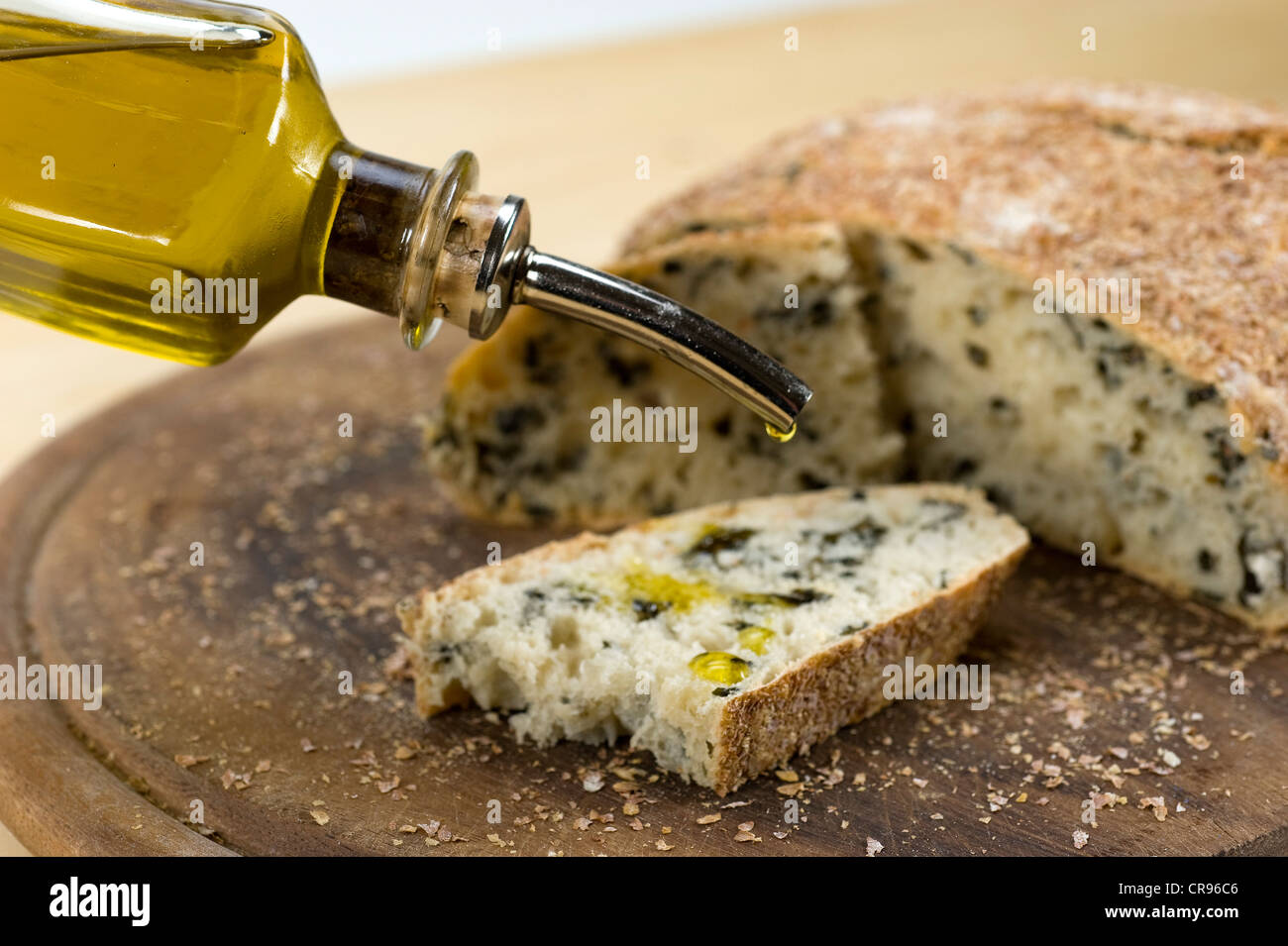 Pot bread with wakame seaweed, No-Knead Bread, recipe is available Stock Photo