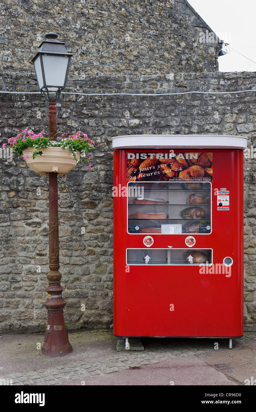 Bread vending machine, Colleville-sur-Mer, Normandy, France, Europe Stock Photo