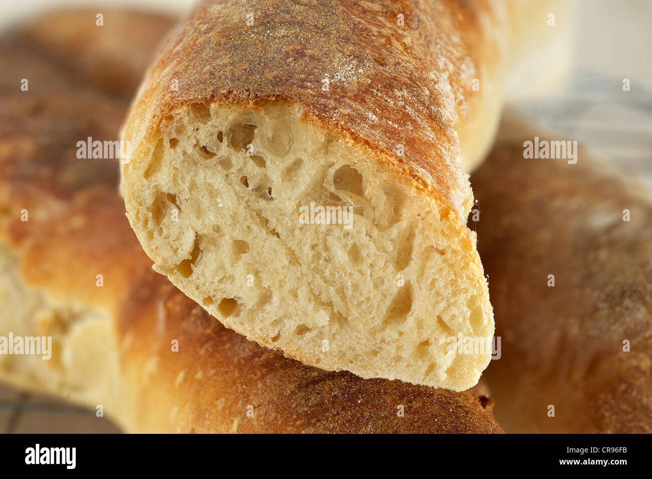 Home-baked baguettes Stock Photo
