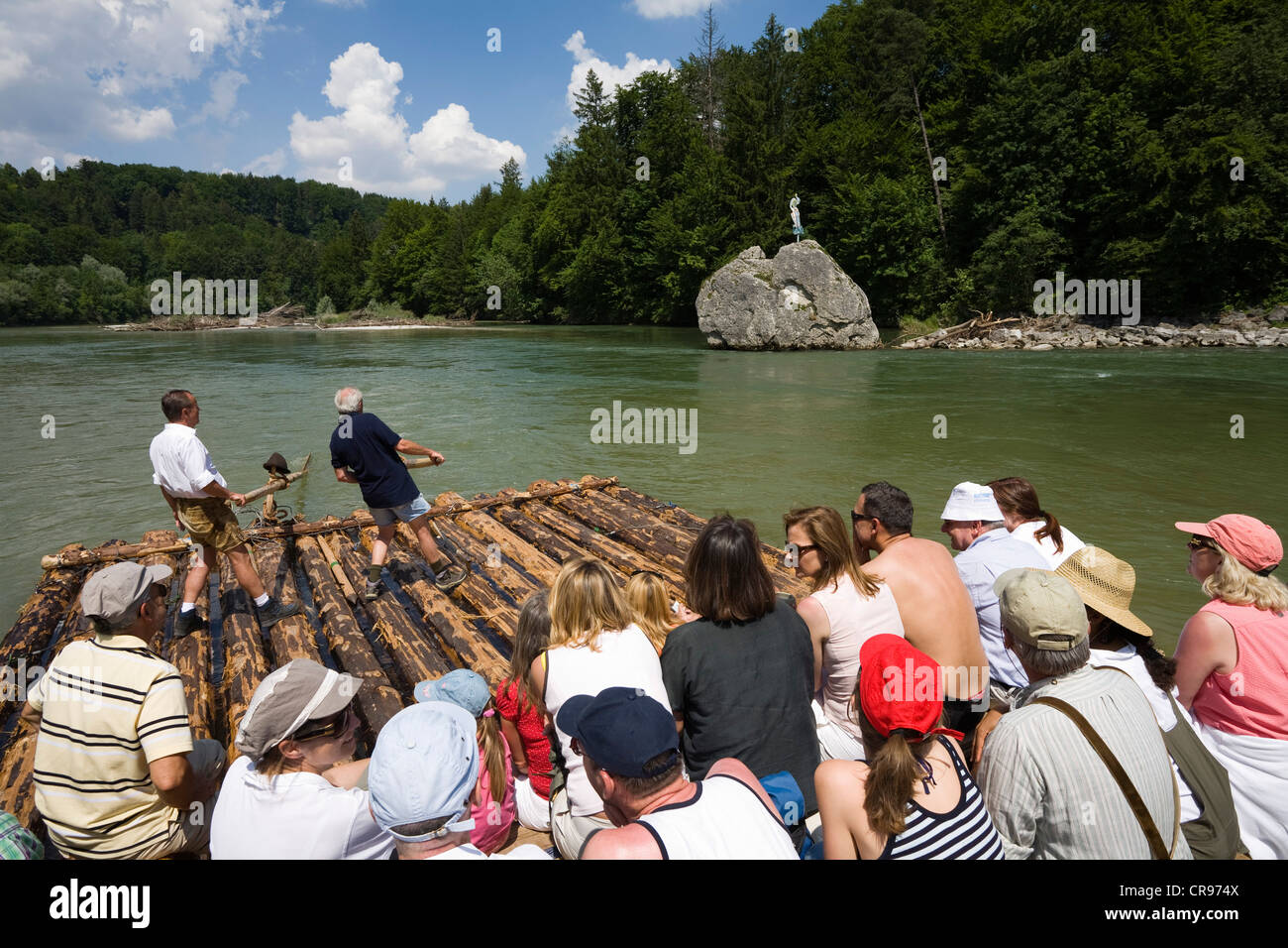 Rafting on the Isar River at St. George's Stone near Baierbrunn