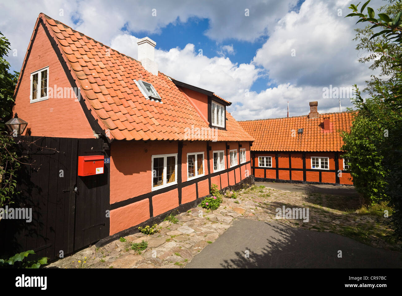 Timberframed houses in Gudhjem village, Bornholm, Denmark, Europe