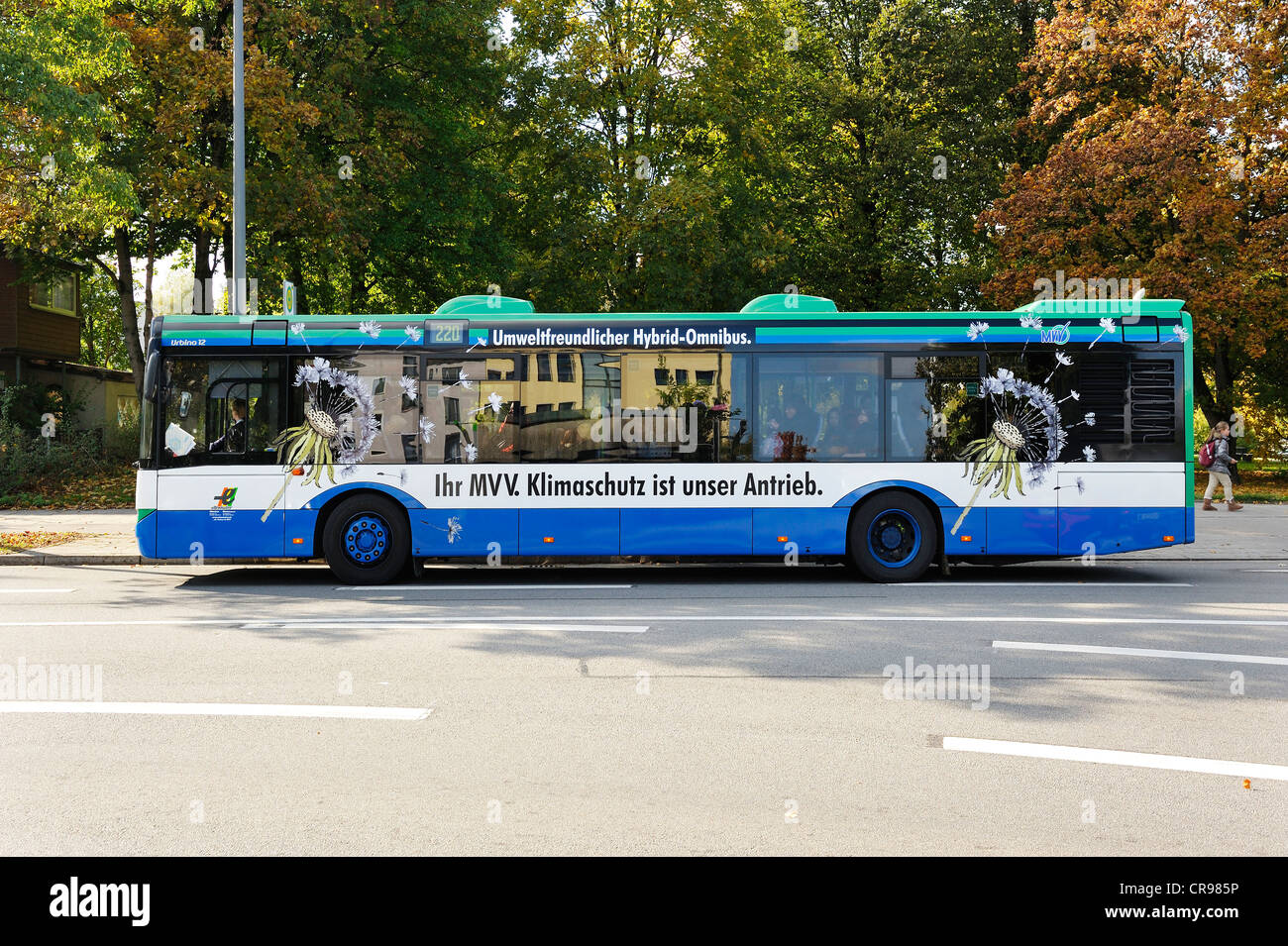 Environmentally-friendly hybrid bus, Munich, Bavaria, Germany, Europe Stock Photo