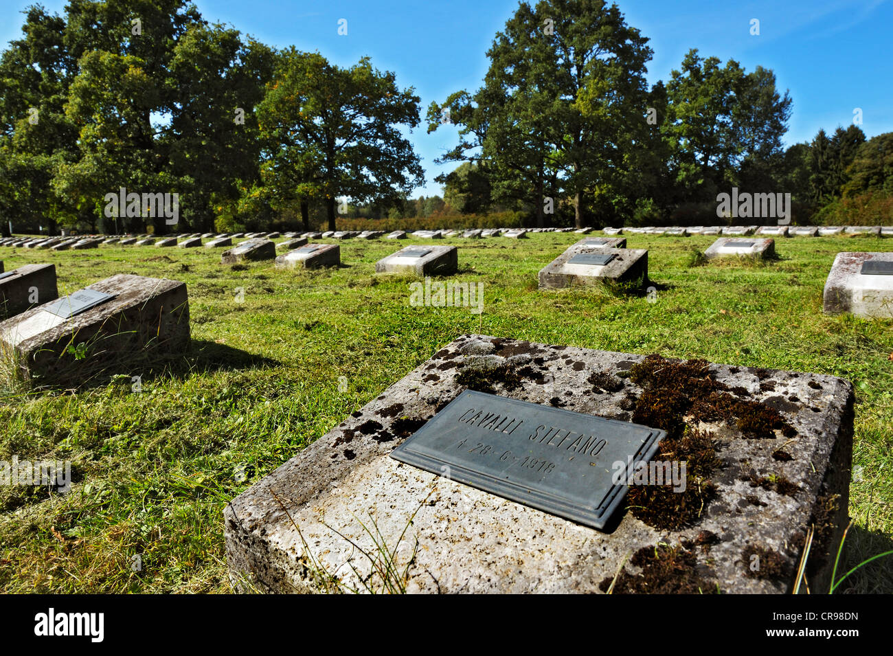 Headstones, Italian military cemetery, Munich, Bavaria, Germany, Europe Stock Photo