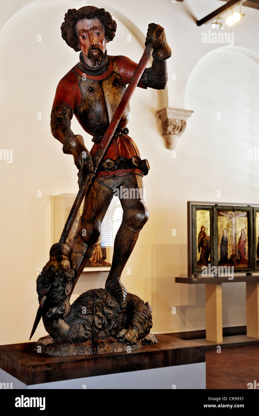 Bavarian National Museum, St. George, Old Bavaria, Salzburg, around 1390 - 1400, made of limewood, Prinzregentenstrasse 3 Stock Photo