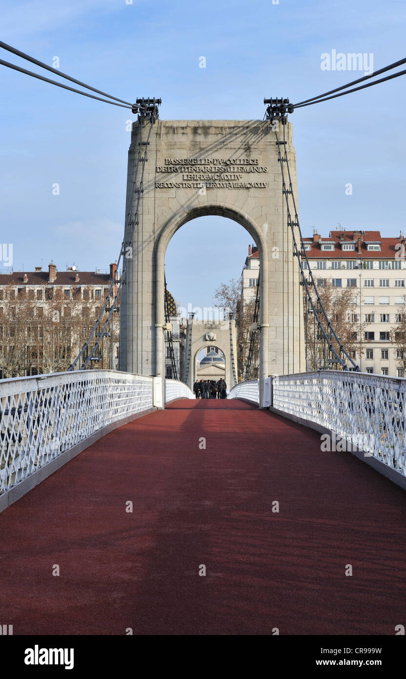 Passerelle du College Bridge, Lyon, France Stock Photo