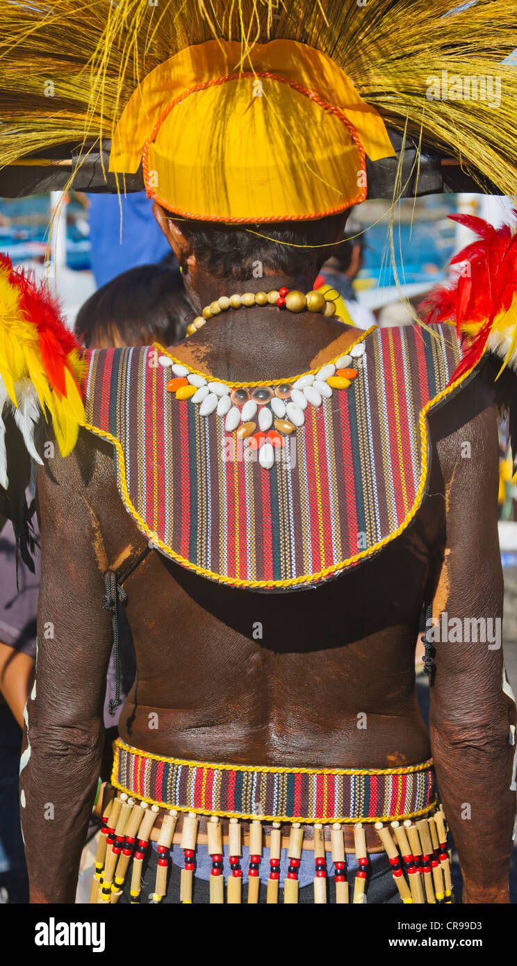 Performer wearing costume at Dinagyang Festival, City of Iloilo, Philippines Stock Photo