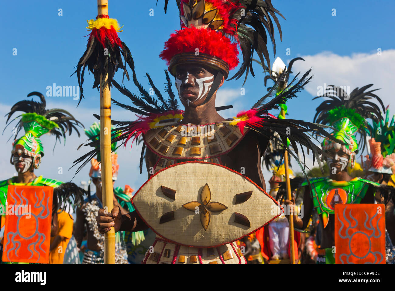 Performer wearing costume at Dinagyang Festival, City of Iloilo, Philippines Stock Photo