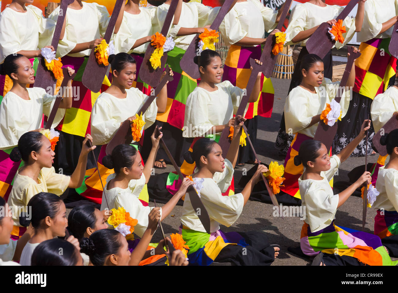 Parade at Dinagyang Festival, City of Iloilo, Philippines Stock Photo