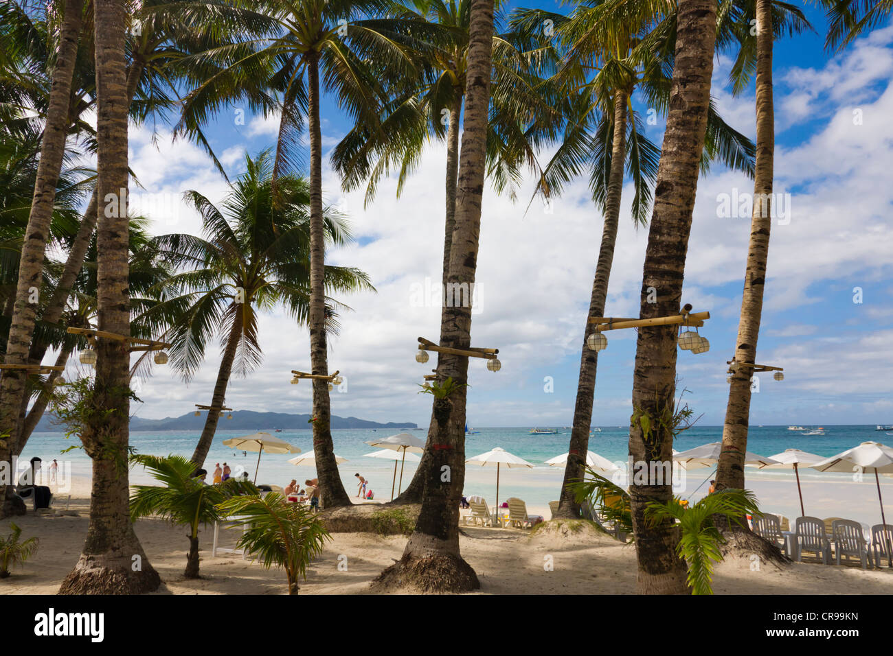 Tourists on the beach, Boracay Island, Aklan Province, Philippines ...