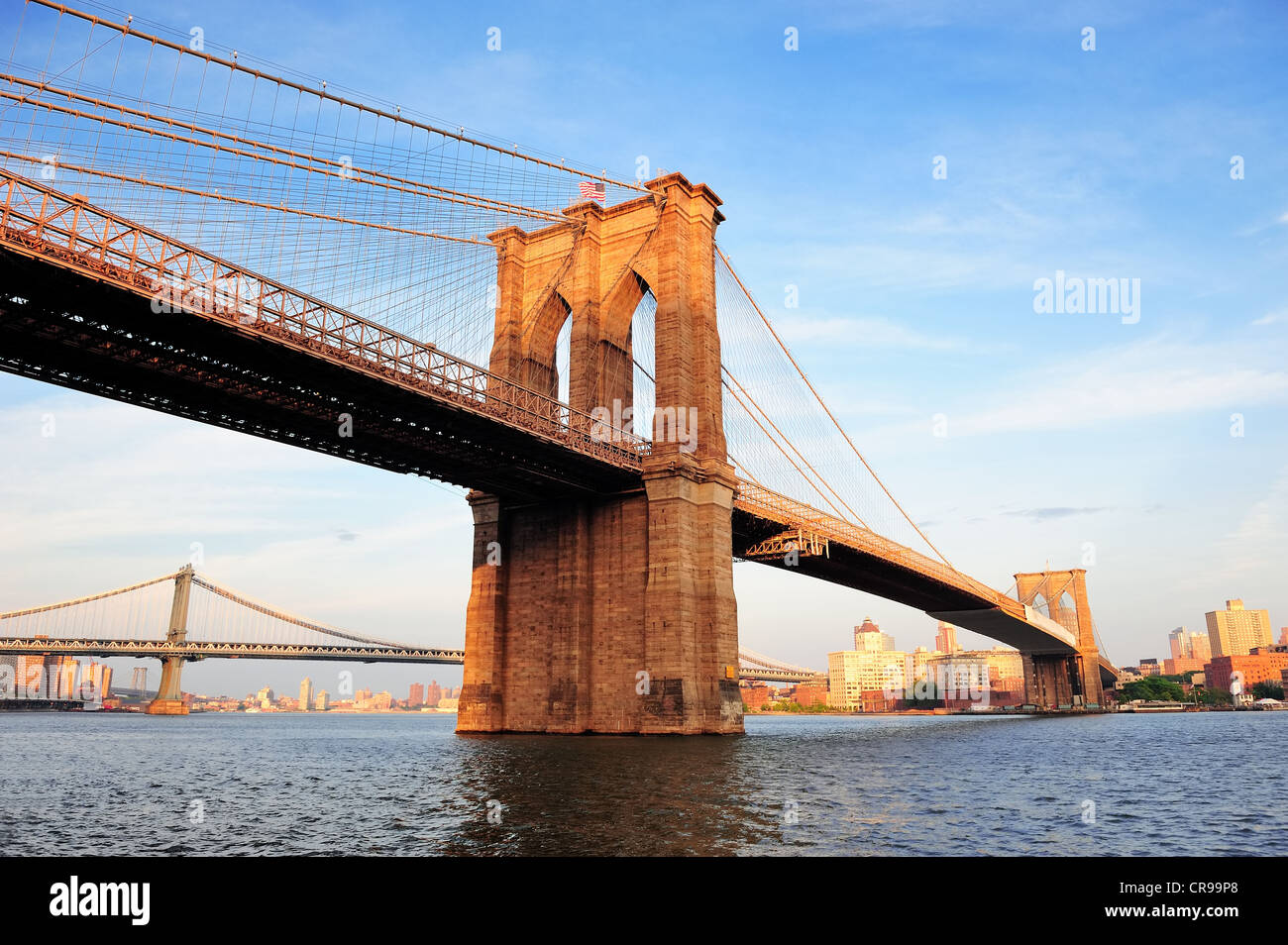 Brooklyn Bridge over East River viewed from New York City Lower ...