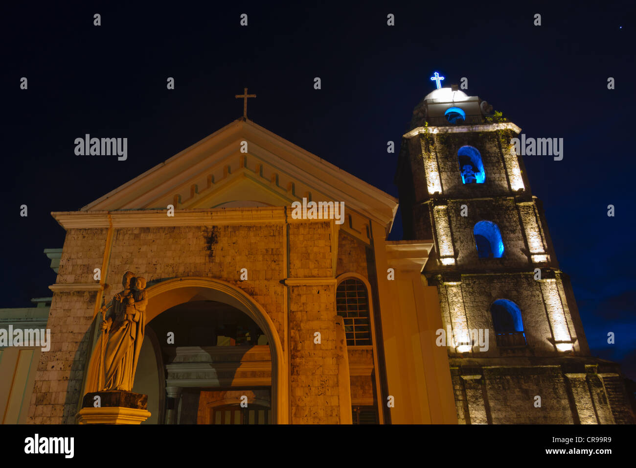 Night view of Santa Augustine Church, Bohol, Philippines Stock Photo