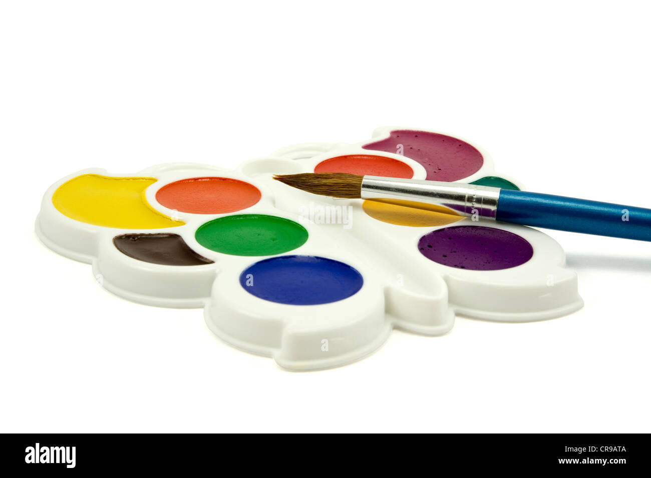 Watercolor paint with brush on white background Stock Photo - Alamy