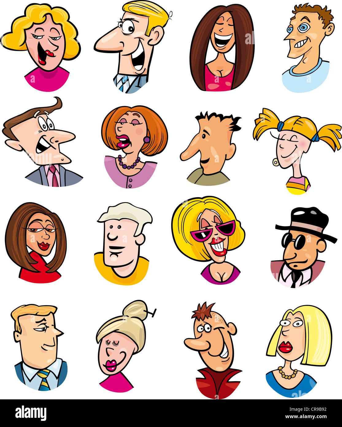 cartoon illustration of different people characters and emotions Stock Photo