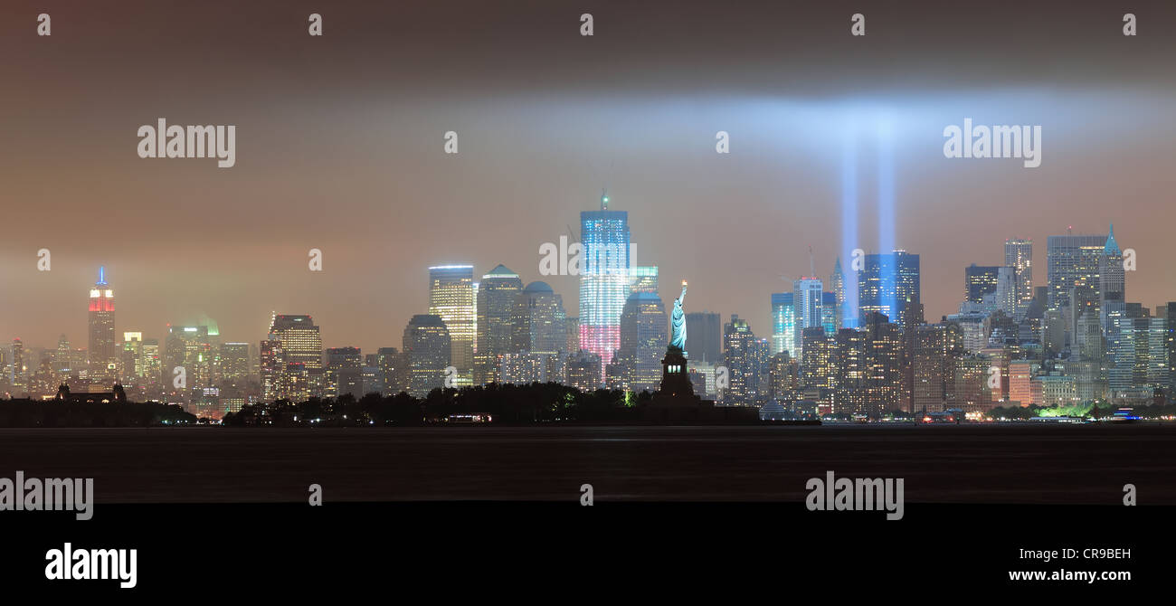 New York City Manhattan downtown skyline panorama Stock Photo - Alamy