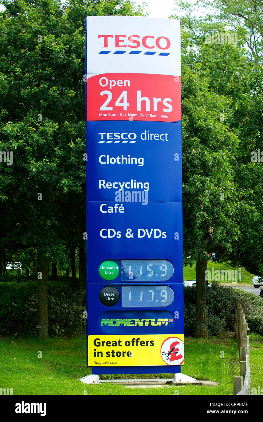Tesco petrol station signs prices hires stock photography and images