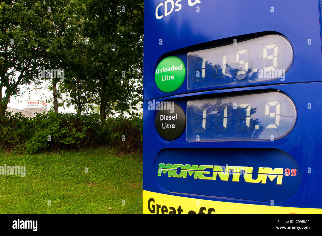 Tesco petrol station signs prices hires stock photography and images