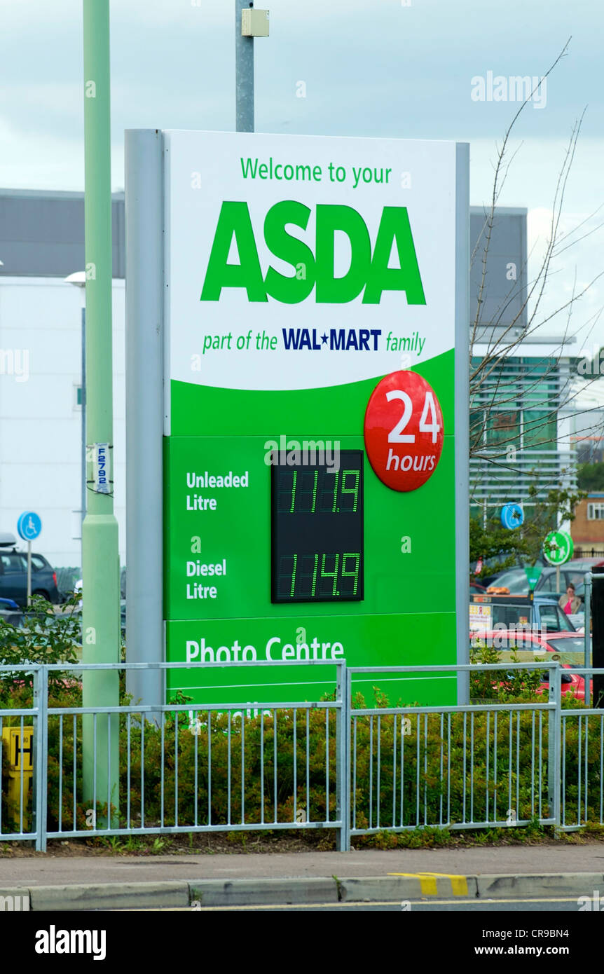 ASDA Petrol Station Signs with prices for fuel Stock Photo Alamy
