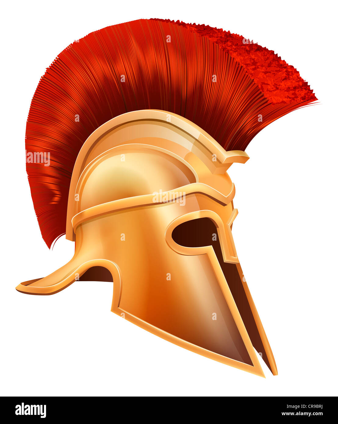 Illustration of an ancient Greek Warrior helmet, Spartan helmet, Roman helmet or Trojan helmet. Stock Photo