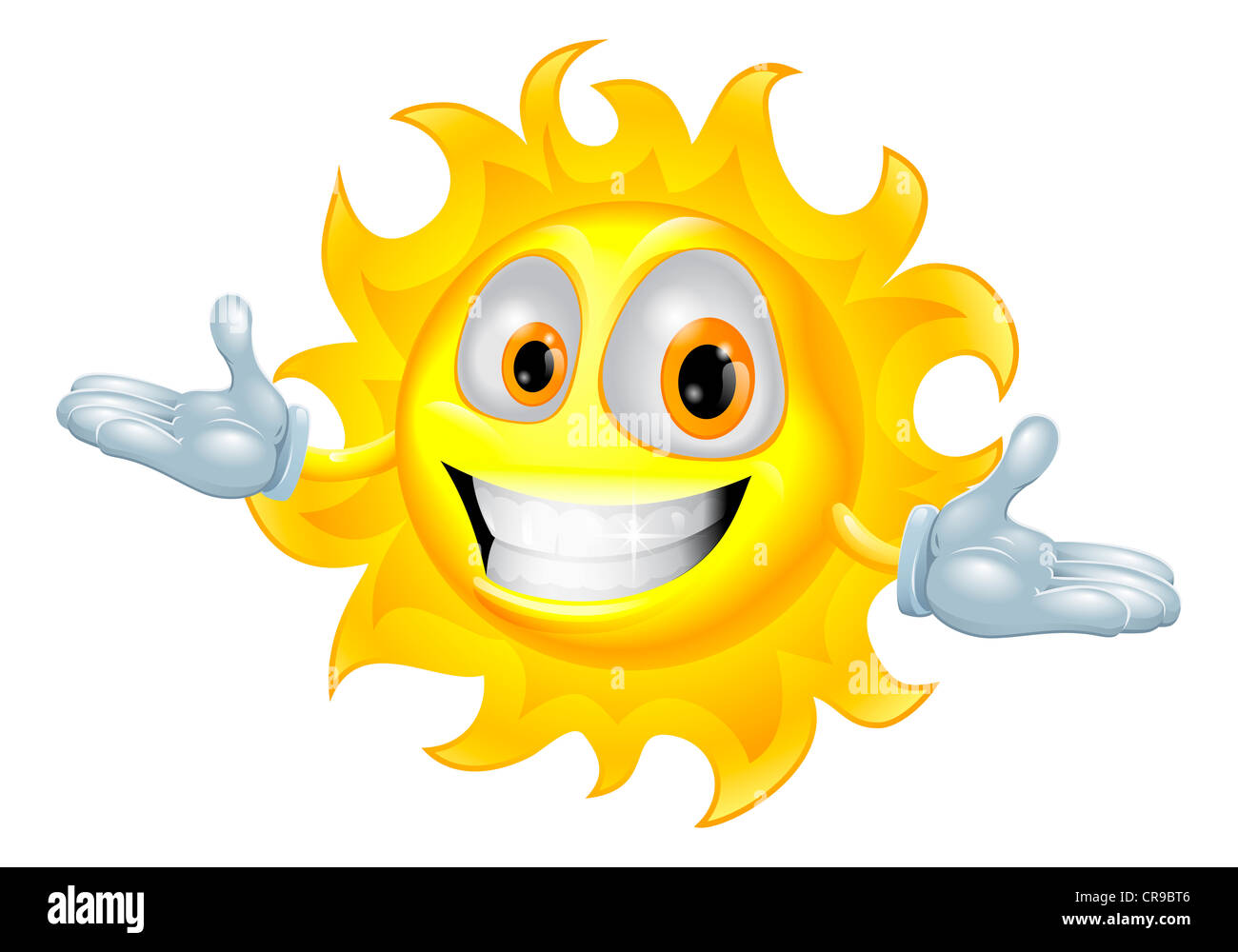 A cute sun mascot cartoon character illustration Stock Photo