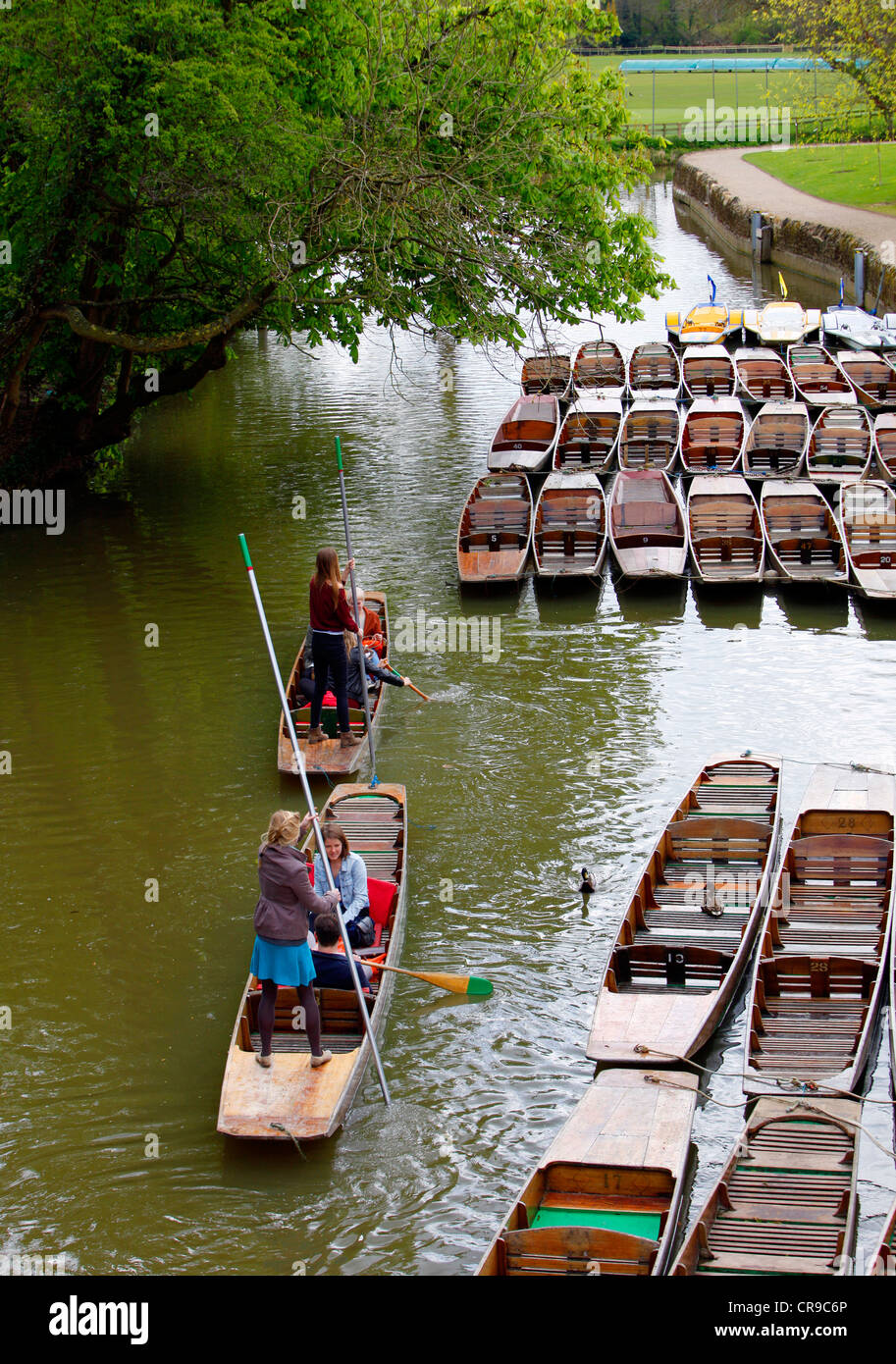Rental boats on the Cherwell, a small river which flows through Oxford