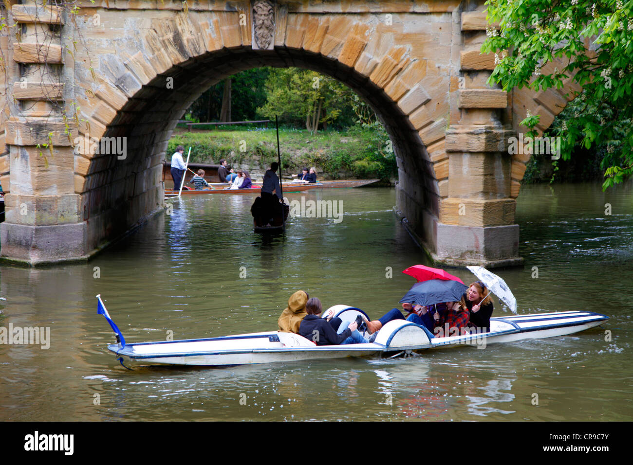 Rental boats on the Cherwell, a small river which flows through Oxford.rowing boats and Punting Boats, Oxford, UK. Stock Photo