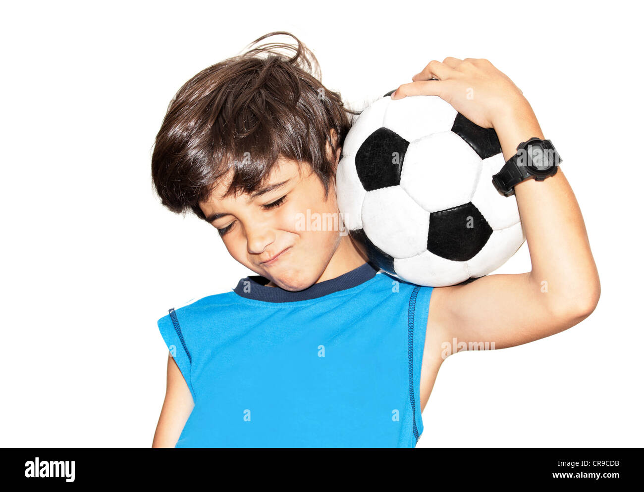 Football player celebrating victory, cute little boy playing, kid