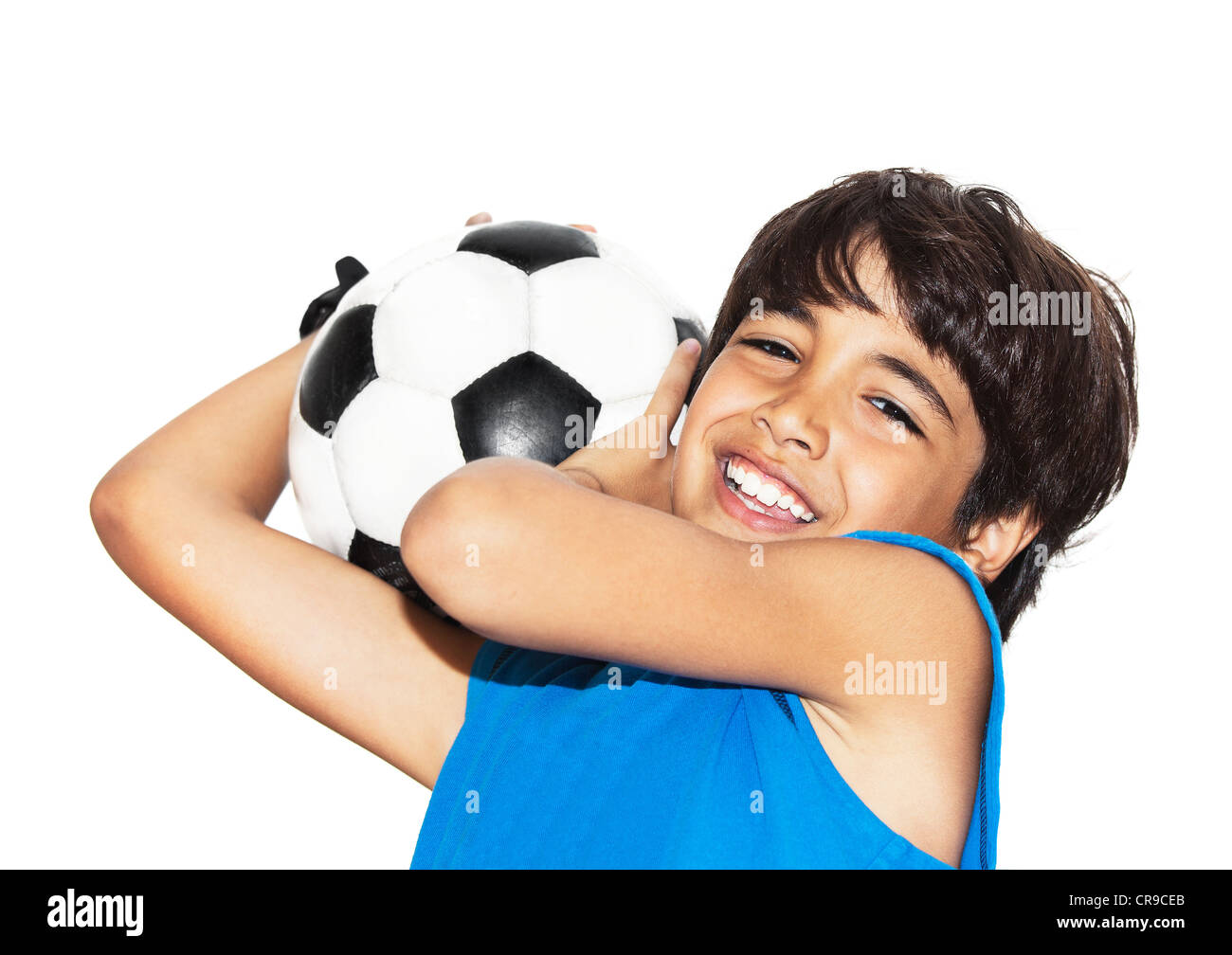 Portrait of a happy youth football player Stock Photo - Alamy