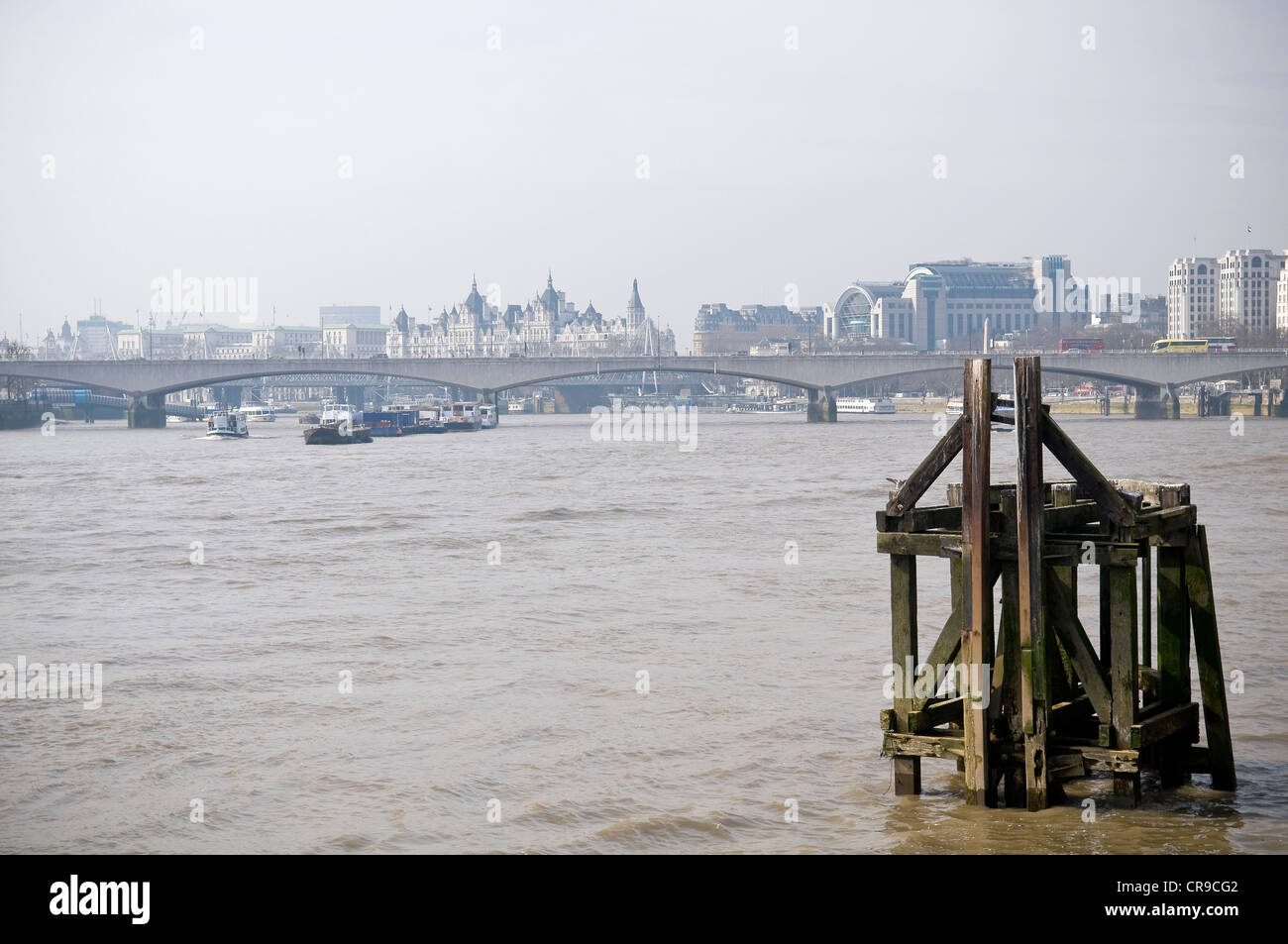 The River Thames and Waterloo Bridge from the Embankment, London, UK Stock Photo