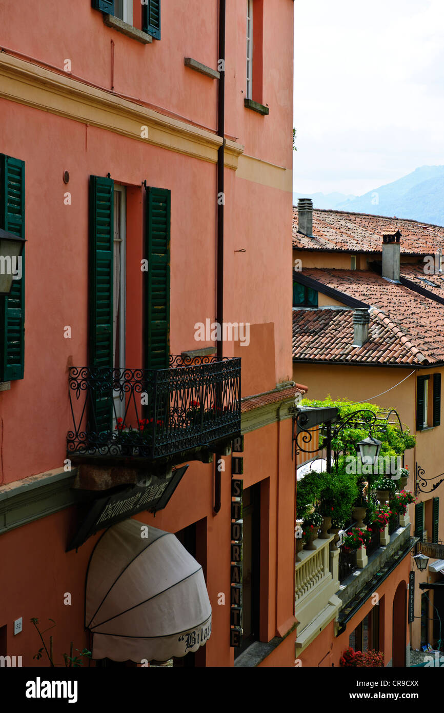 Bellagio,Lake Crossing,Hotels,Restaurants on the front,Back streets,Shops,Lake Views,Gardens,Lake Como,Italian Lakes,Italy Stock Photo