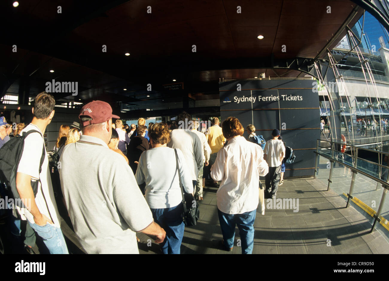 Australia, Sydney, Sydney harbour ferry terminal showing passengers