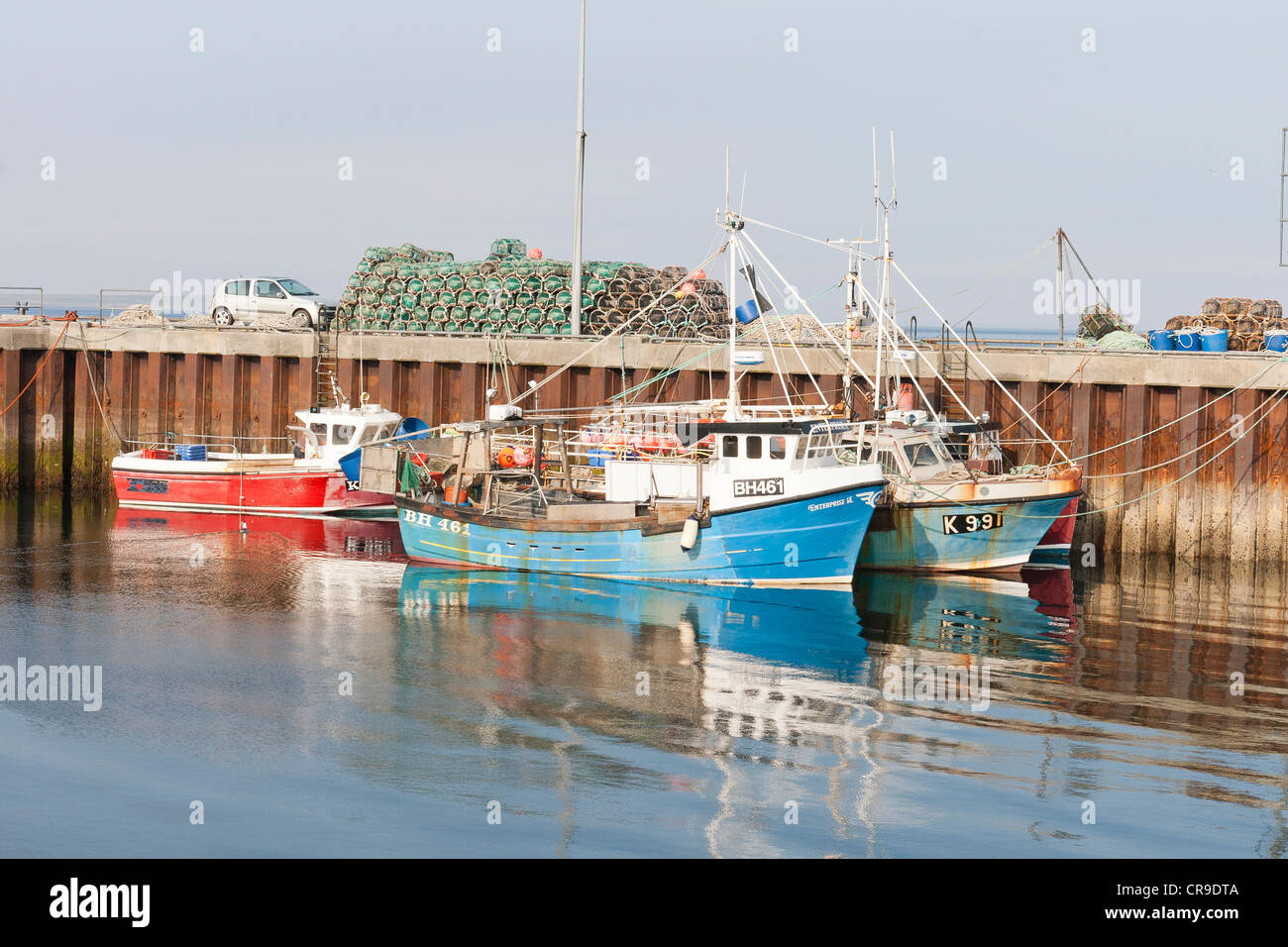 Tingwall Harbour  and fishing boats - Orkney Isles, Scotland Stock Photo