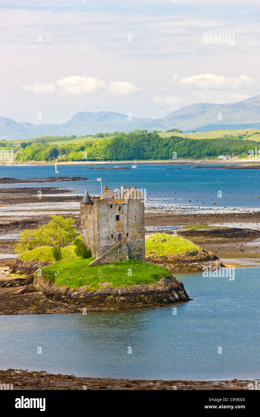 Castle Stalker a 15th century tower house, Loch Laich, Portnacroish, Portnacroish, Scotland, United Kingdom, Europe Stock Photo