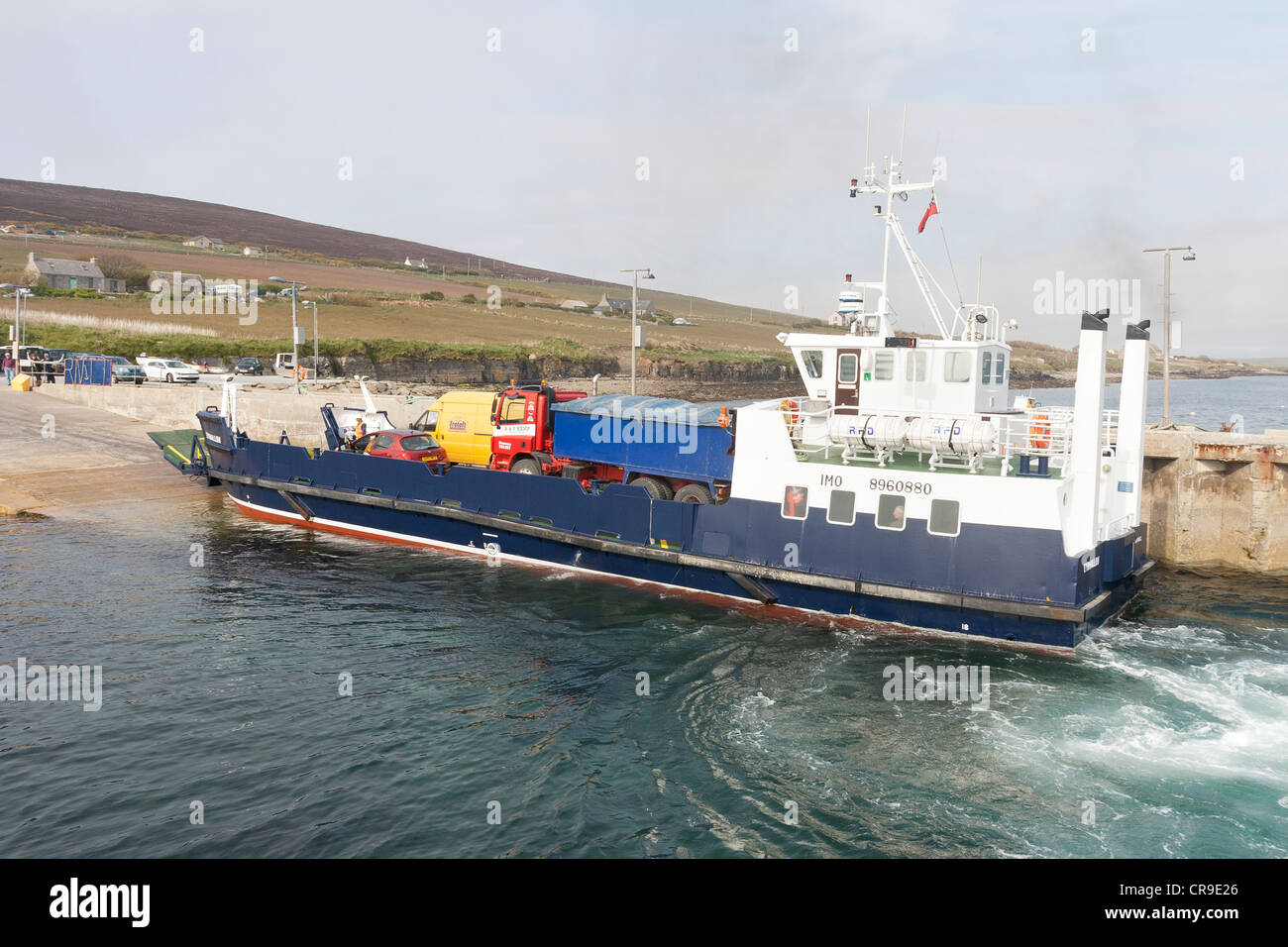 The Island of Rousay - Orkney Islands, Scotland.  The ferry arriving Stock Photo