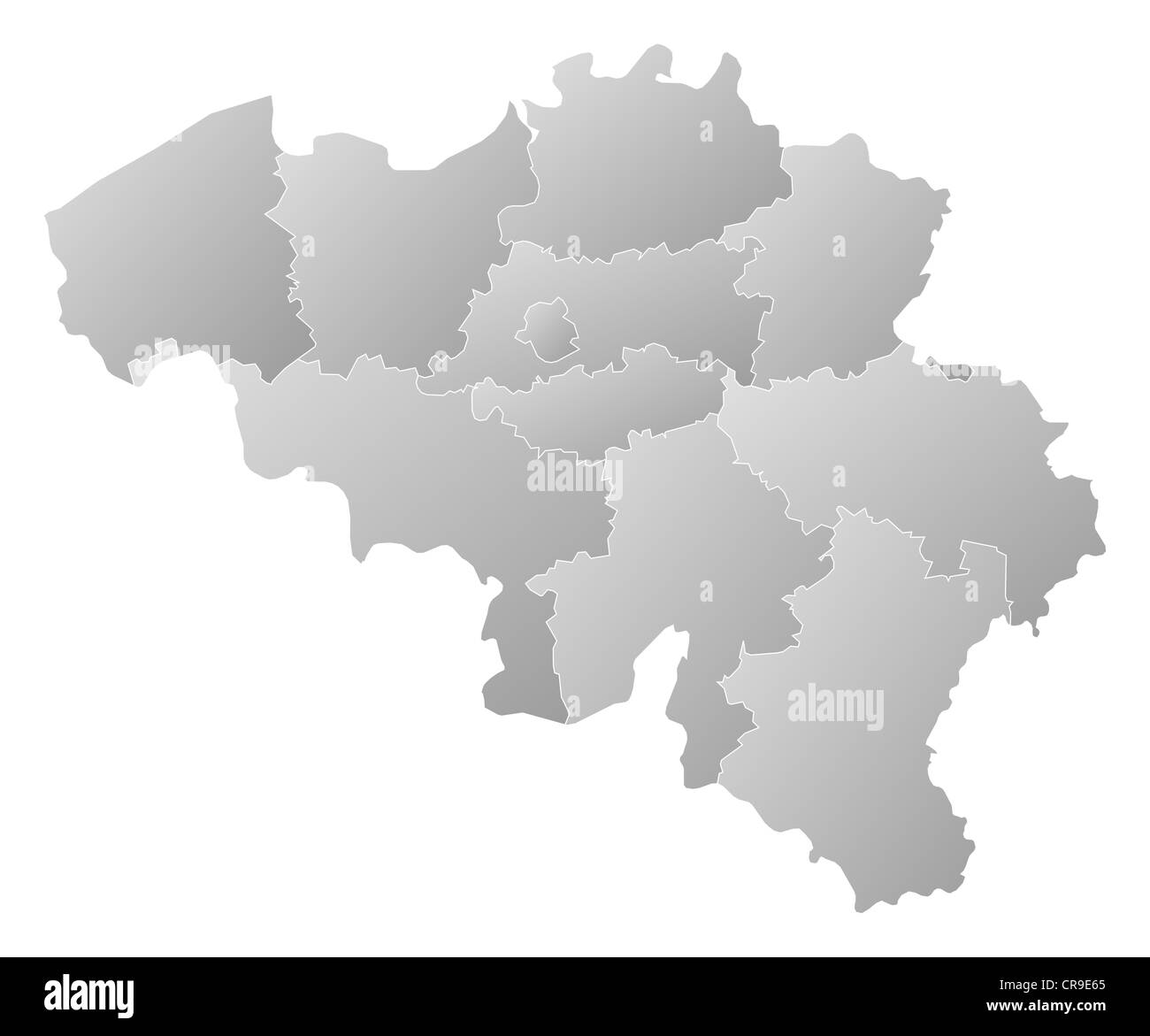 Political map of Belgium with the several states. Stock Photo