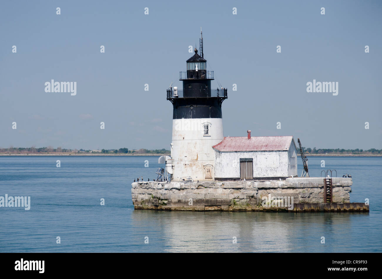 Michigan, Lake Erie, Detroit River, Wyandotte. Detroit River Light (aka Bar Point Shoal), circa 1885. Stock Photo