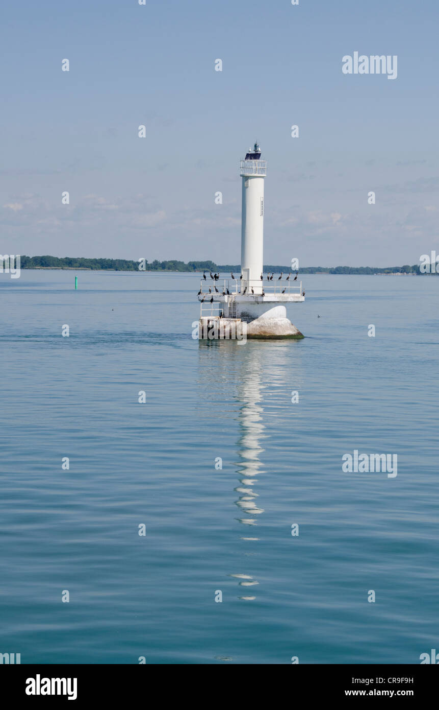 Michigan, Lake Erie, Detroit River, Wyandotte. Detroit River marker