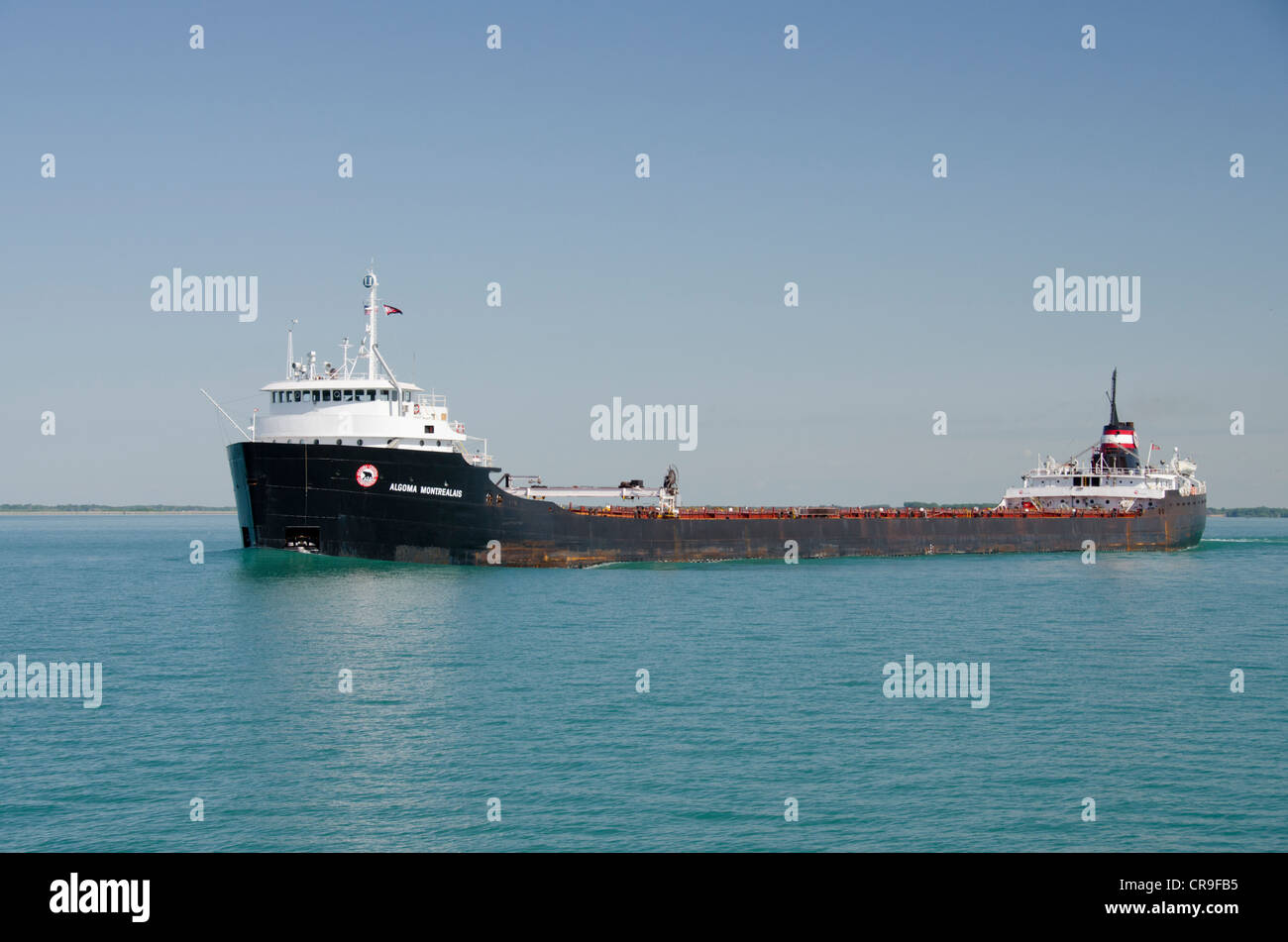 Michigan, Lake Erie, Detroit River near Wyandotte. Typical 'Laker' style cargo ship that sails in the Great Lakes. Stock Photo