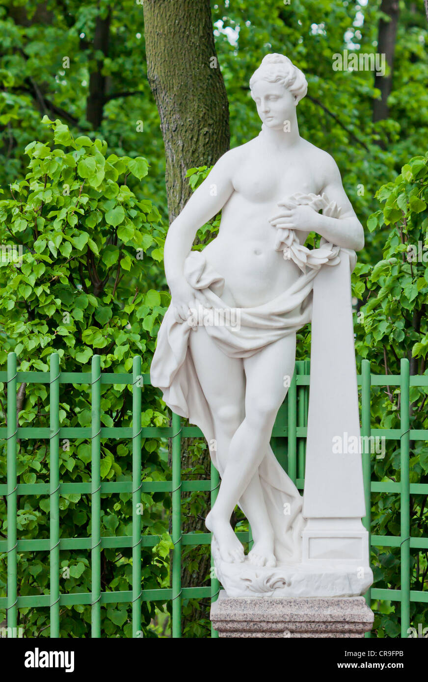 Statue of 'Glory,' the sculptor P. Baratta, Italy, 1718 (copy). Park 'Summer Garden' in St. Petersburg, Russia Stock Photo