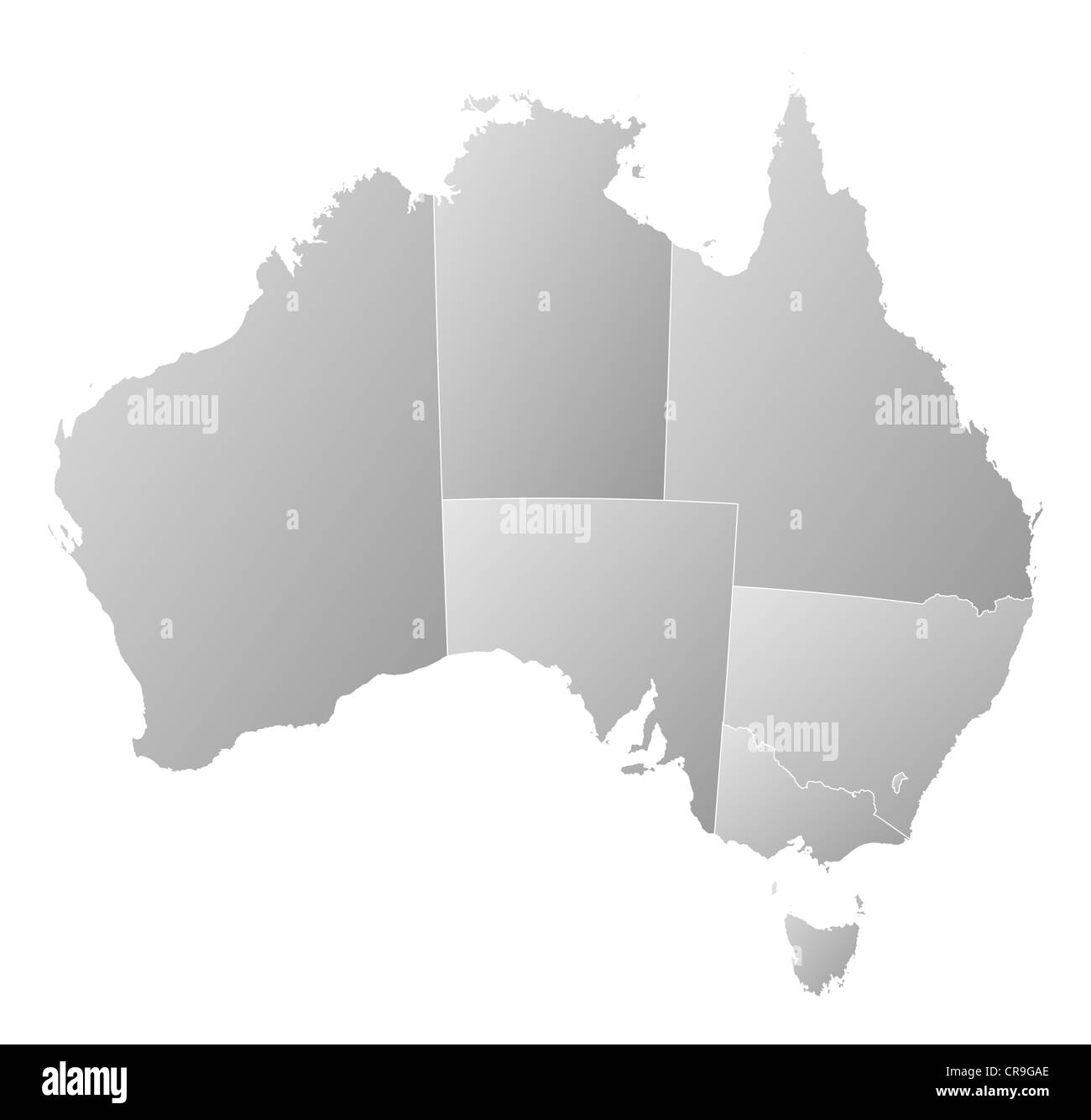 Political map of Australia with the several states. Stock Photo