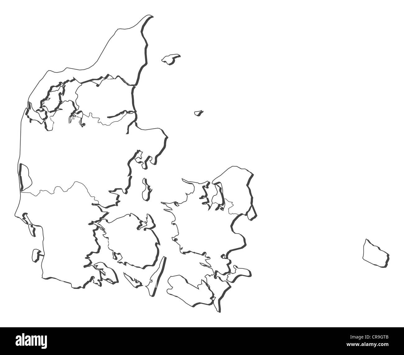 Political map of Danmark with the several regions Stock Photo - Alamy