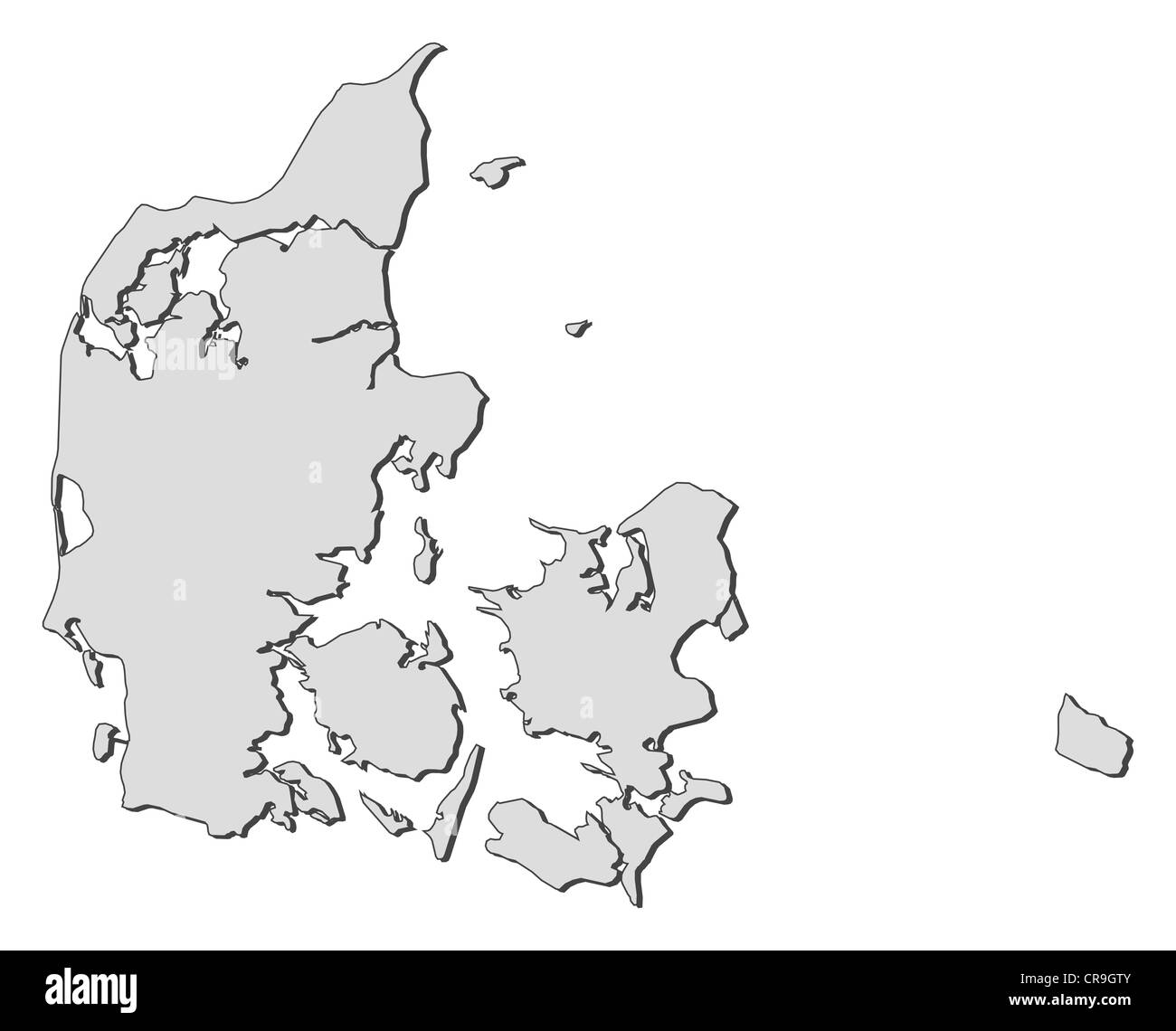 Political map of Danmark with the several regions Stock Photo - Alamy