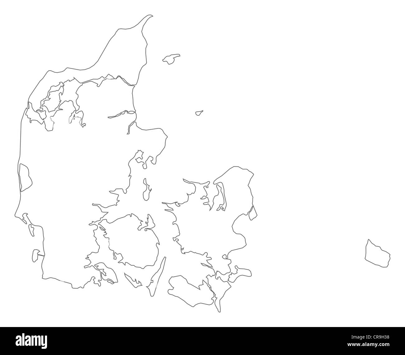 Political map of Danmark with the several regions. Stock Photo