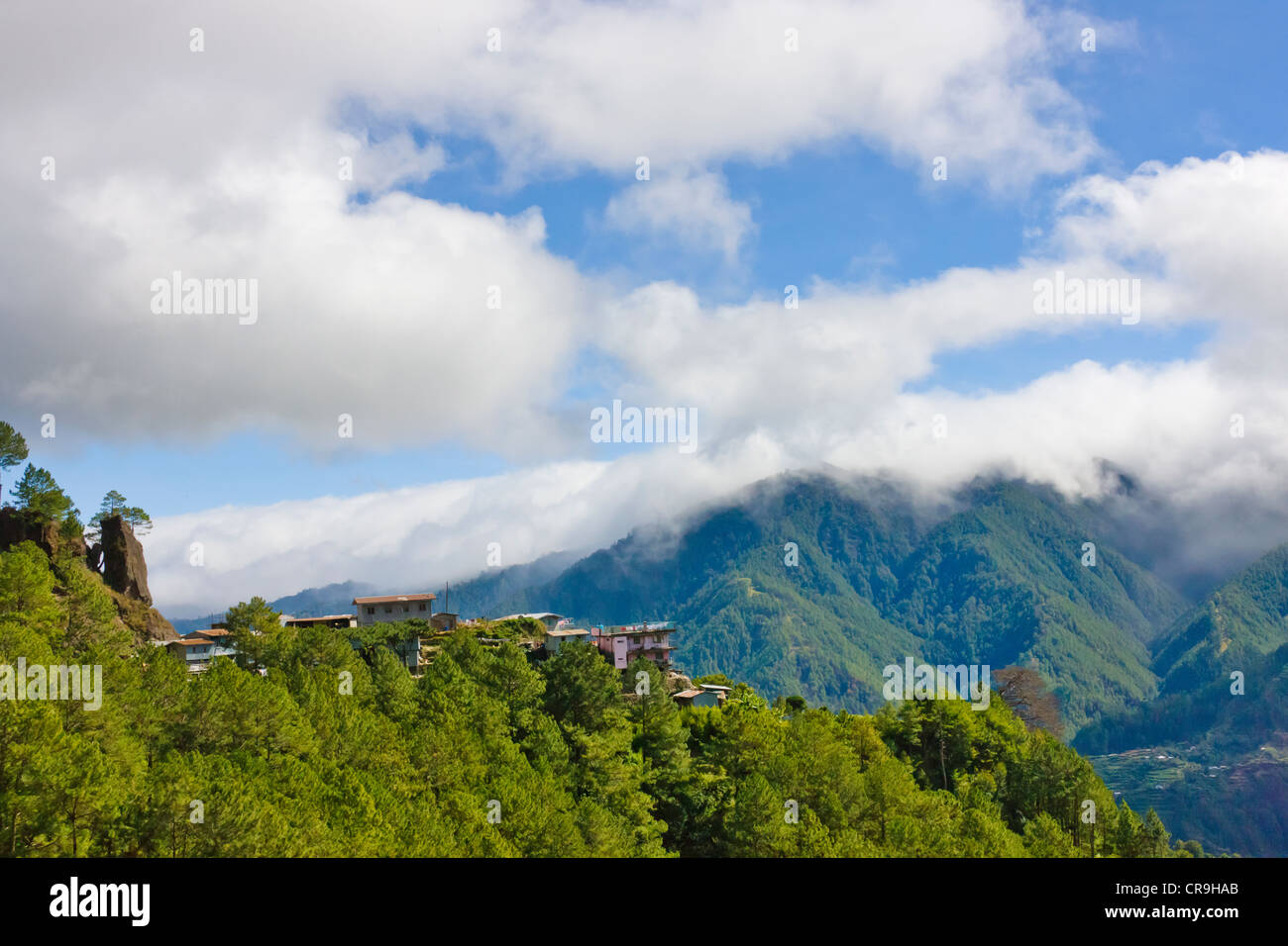 Village on hilltop, Banaue, Ifugao Province, Philippines Stock Photo