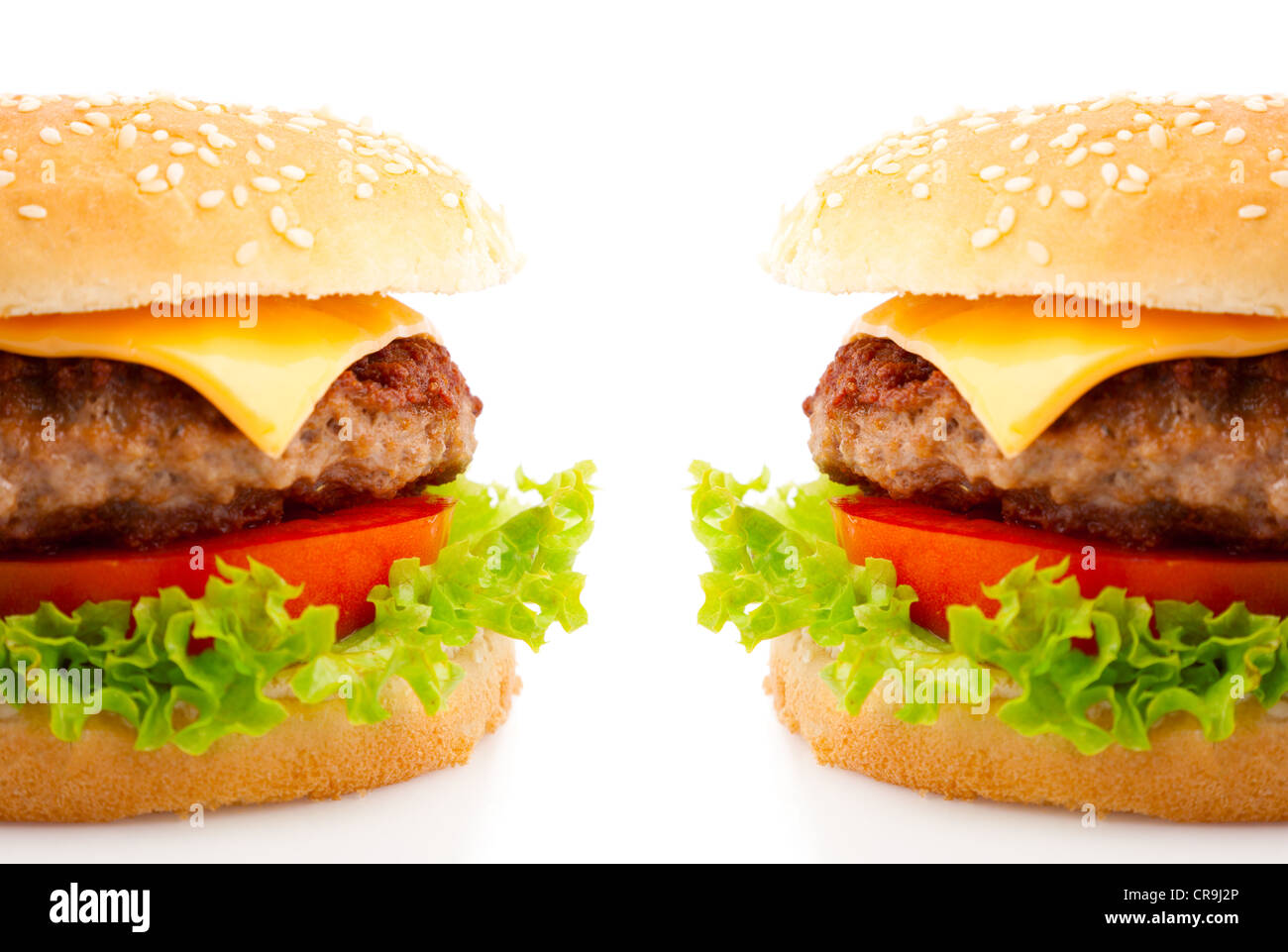 Tasty hamburger on white background Stock Photo