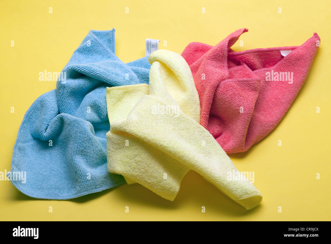 Three microfibre dust cloths Stock Photo