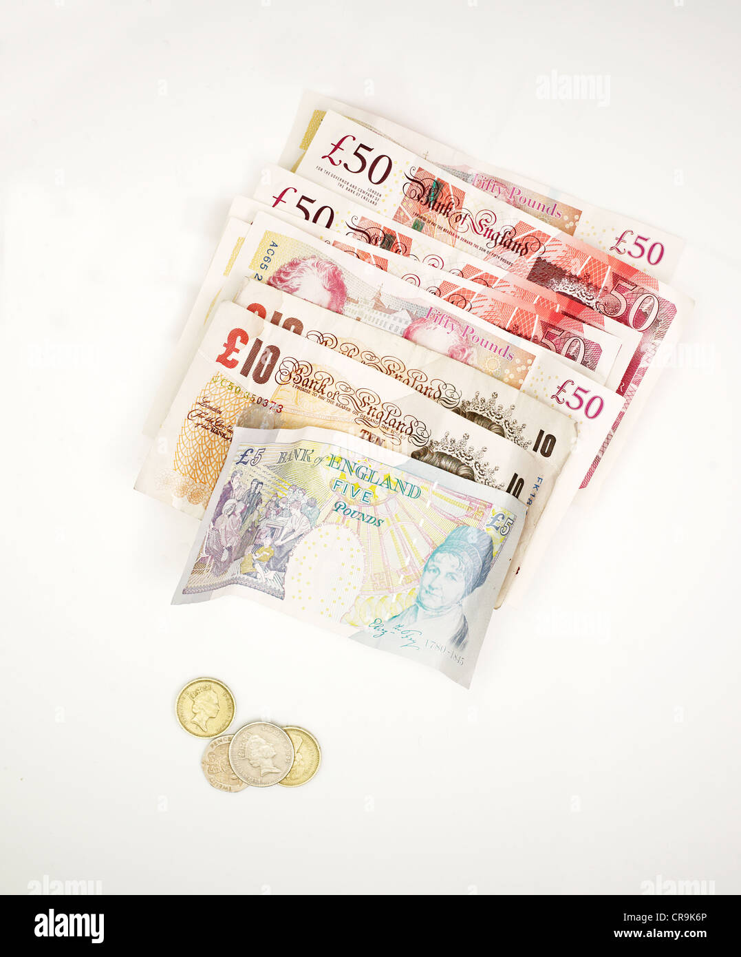 British notes and coins Stock Photo